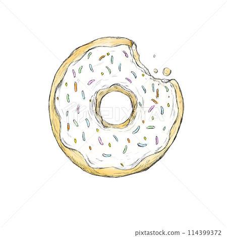 Delicious hand-drawn donuts 114399372