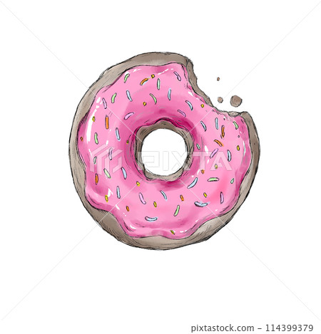 Delicious hand-drawn donuts 114399379