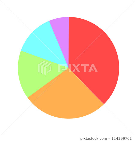 Pastel colored pie chart 114399761