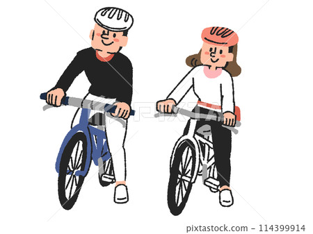 Men and women riding bicycles People who enjoy cycling as a hobby 114399914