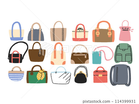 Illustration set of various types of bags 114399931