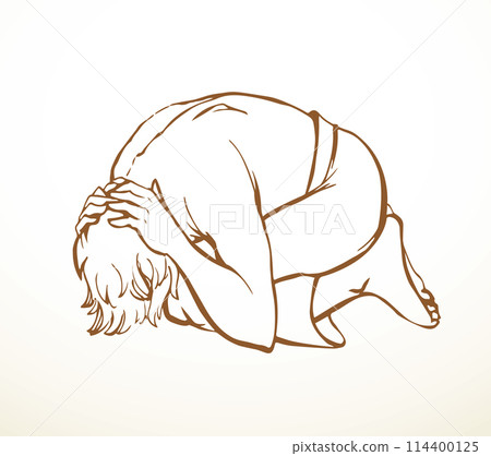 Vector drawing. Man bow praying Vector drawing. Man bow praying 114400125
