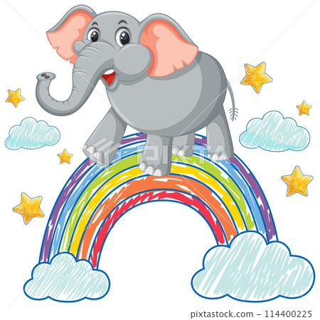 Elephant on a Colorful Rainbow Bridge Elephant on a Colorful Rainbow Bridge 114400225