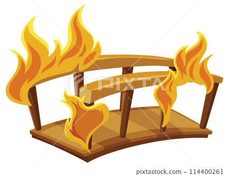 Burning Wooden Bridge Illustration Burning Wooden Bridge Illustration 114400261