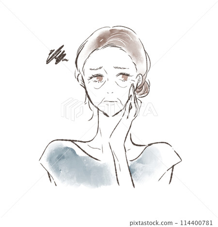 一名中年婦女皮膚下垂的插圖 114400781