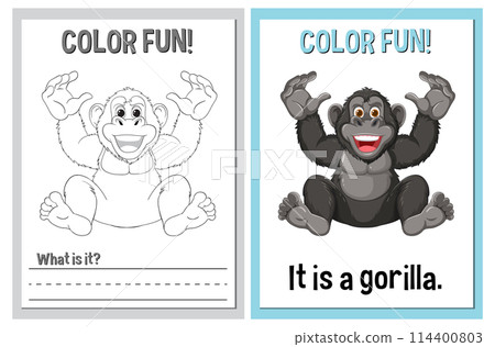 Color Fun! Gorilla Coloring Activity 114400803