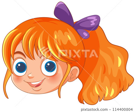 Cheerful Girl with Butterfly Hair Clip 114400804