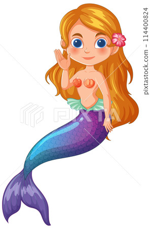 Cheerful Mermaid Waving Hello 114400824