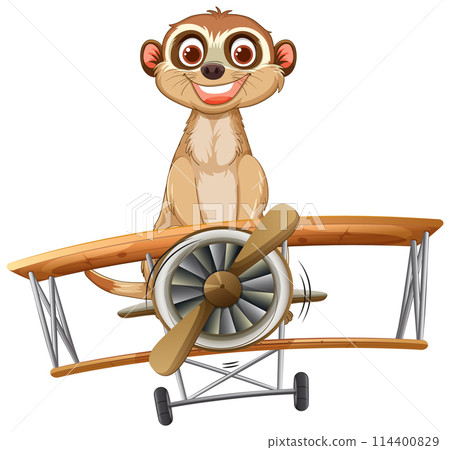 Meerkat Pilot in Vintage Airplane 114400829