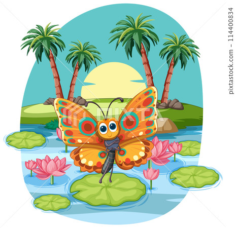 Colorful Butterfly Girl in Tropical Paradise Colorful Butterfly Girl in Tropical Paradise 114400834