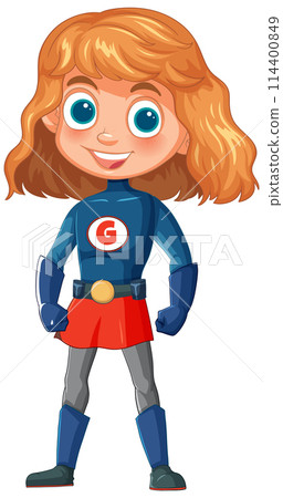 Young Superhero Girl in Costume Young Superhero Girl in Costume 114400849