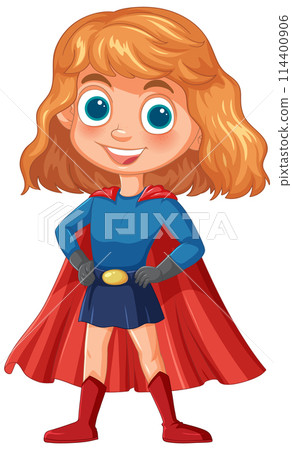 Young Superhero Girl in Costume 114400906