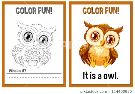 Color Fun Owl Illustration and Activity Color Fun Owl Illustration and Activity 114400930