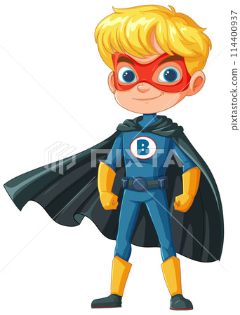 Young Superhero Boy in Costume 114400937
