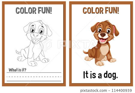 Color Fun Educational Dog Illustration 114400939