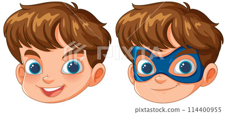 Boy Transforming into Superhero 114400955