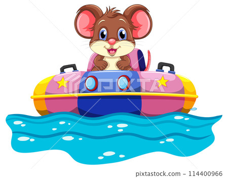 Adventurous Mouse Sailing on Water Adventurous Mouse Sailing on Water 114400966