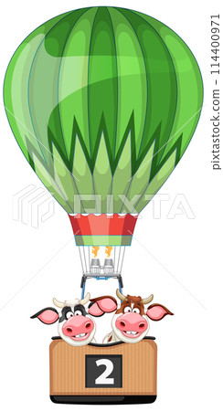 Cows in a Hot Air Balloon Adventure 114400971