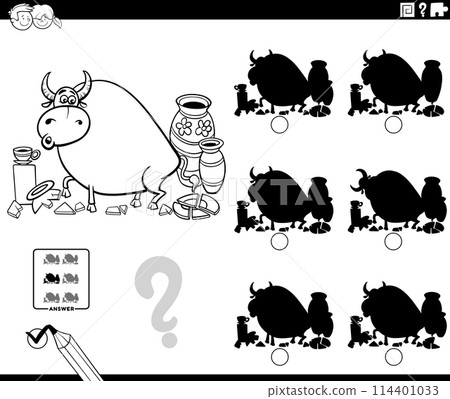 shadow game with cartoon bull in a china shop coloring page shadow game with cartoon bull in a china shop coloring page 114401033