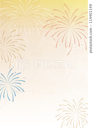 Fireworks background illustration material Vector Summer greetings Postcard Japanese style Watercolor style Fireworks background illustration material Vector Summer greetings Postcard Japanese style Watercolor style 114401149
