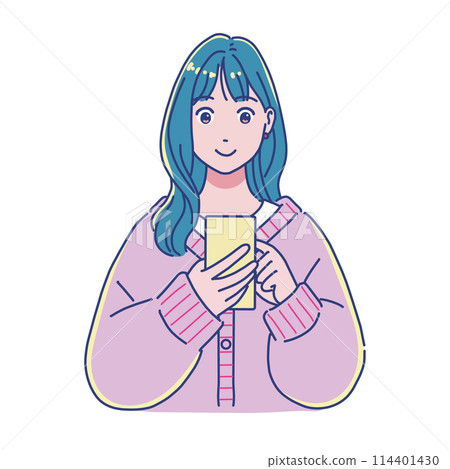 Anime-style girl using a smartphone 114401430