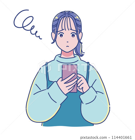 Anime-style girl using a smartphone 114401661