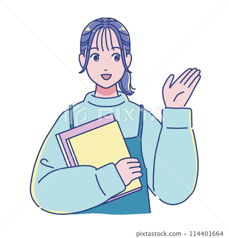 拿著書本指南的動漫風格女學生 114401664