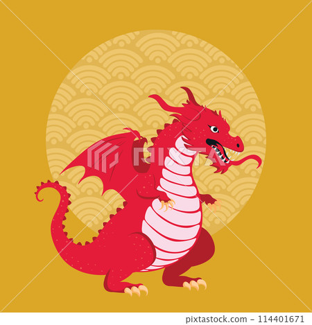 Cartoon red dragon 114401671