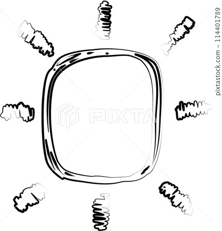 Hand painted sun, sun rays, sketch in cartoon style 114401789