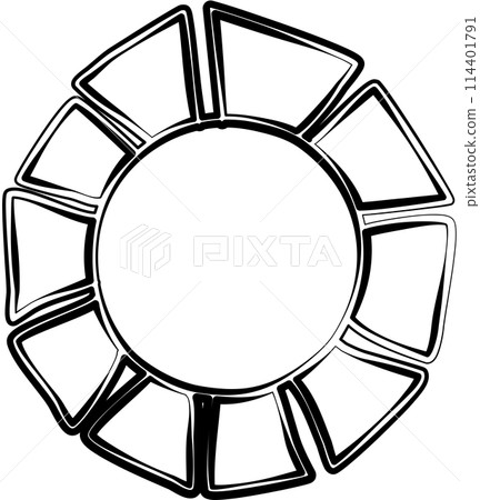 Hand painted sun, sun rays, sketch in cartoon style 114401791