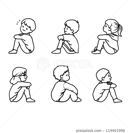 Various children having fun sitting on the floor 114401998