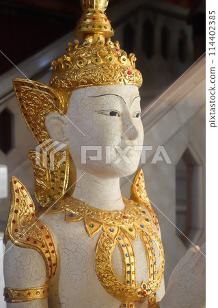 Vertical photo inside Wat Paknam temple 114402385
