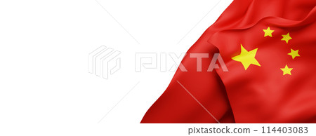China flag isolated on white background with copy space 3D illustration 114403083