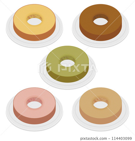Baumkuchen illustration set 114403099
