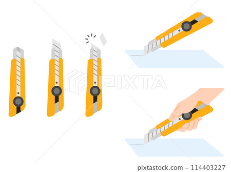 Cutter knife illustration set Cutter knife illustration set 114403227