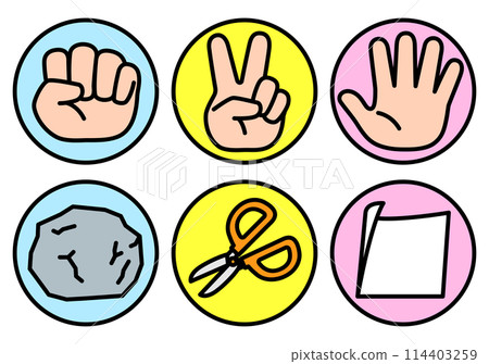 Rock-paper-scissors hand and motif 114403259