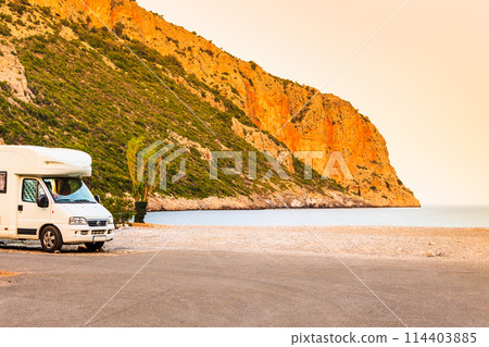 Camper car on beach. Travel Camper car on beach. Travel 114403885