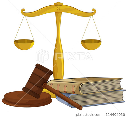 Justice Concept with Scale and Gavel 114404030