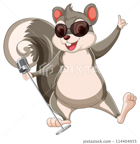 Cheerful Squirrel Singing with Microphone Cheerful Squirrel Singing with Microphone 114404055