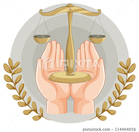 Hands Holding Scales of Justice Hands Holding Scales of Justice 114404058