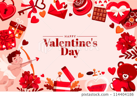 Flat Valentines day background 114404186