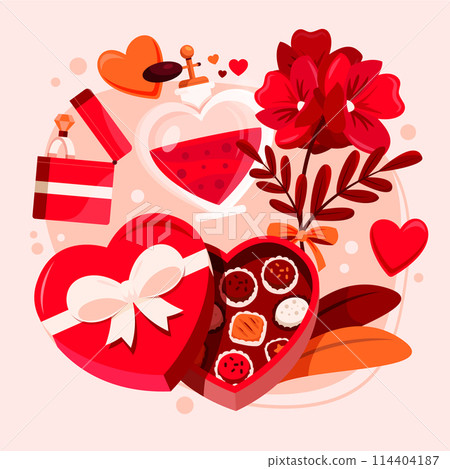 Flat Valentines day illustration Flat Valentines day illustration 114404187