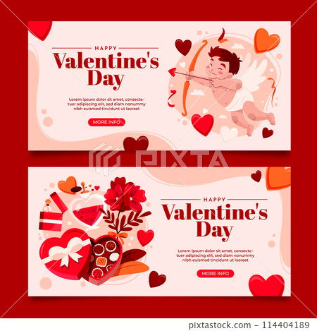 Flat Valentines day banners 114404189