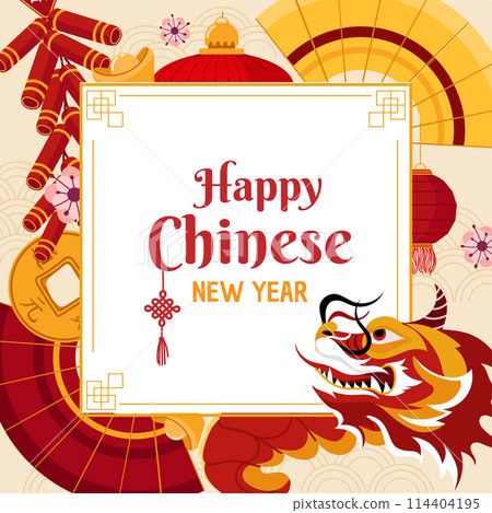 Hand drawn Chinese new year frame 114404195