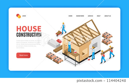 Construction landing page in isometric view 114404248