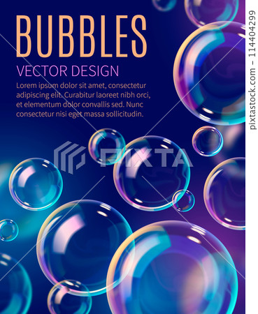 Realistic water bubbles advertising composition Realistic water bubbles advertising composition 114404299