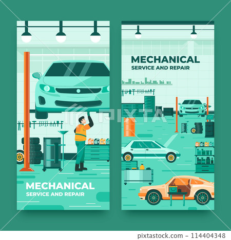 Auto repair shop banner in flat design 114404348