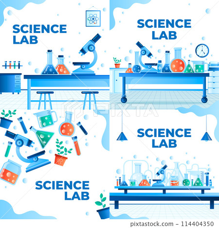 Science lab illustrations in gradient design 114404350