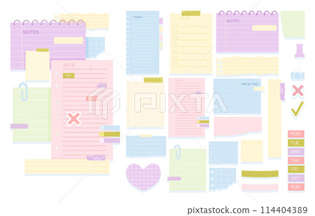 Paper notes flat cartoon set-插圖素材 [114404389] - PIXTA圖庫