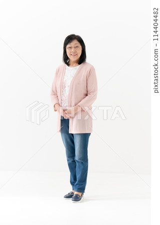 Senior woman portrait, full body, vertical 114404482